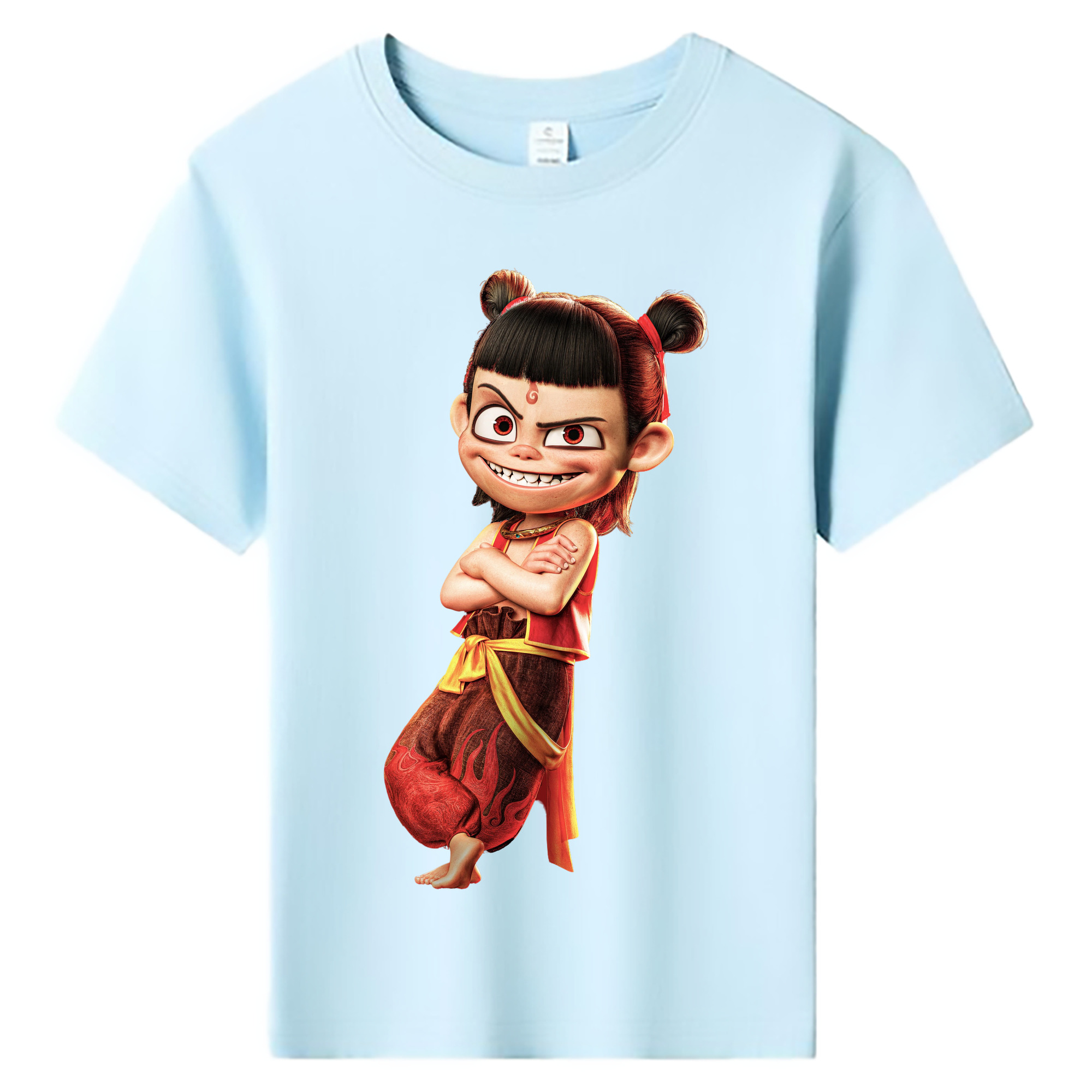 （画像用） Ne Zha 2 ナタ 魔童の大暴れ 綿100％キッズTシャツ（フロントプリント）